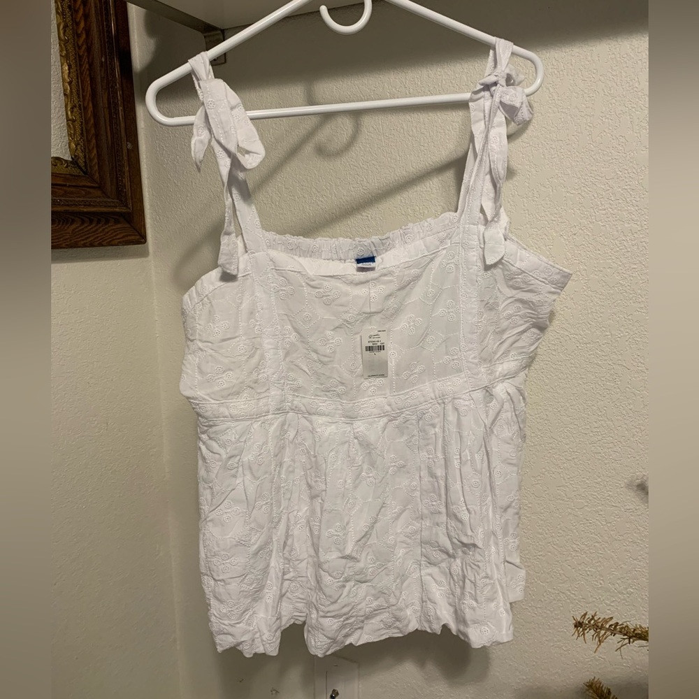 Tie-Shoulder Embroidered Babydoll Cami Swing Top for Women